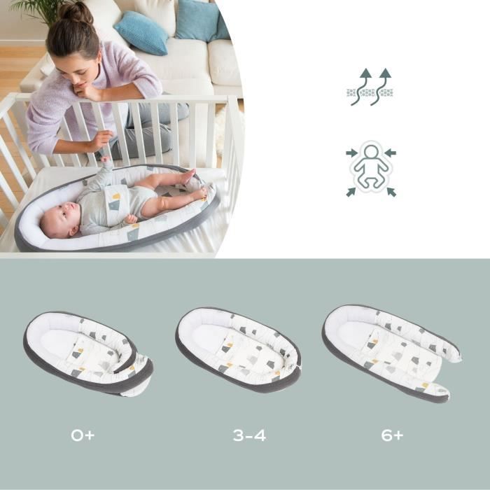 doomoo Réducteur de Lit bébé Cocoon Evolutif & Respirant Bear Grey