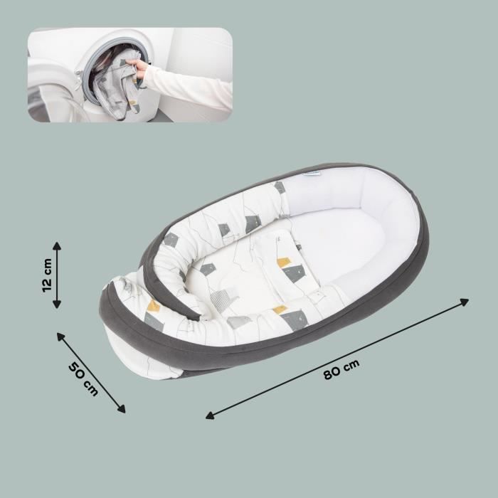 doomoo Réducteur de Lit bébé Cocoon Evolutif & Respirant Bear Grey