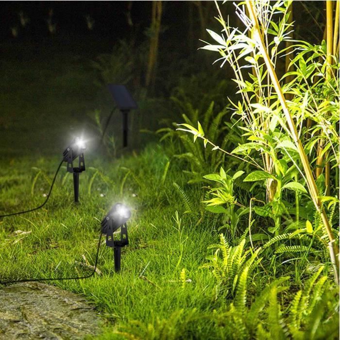 Doubles spots solaires 2 en 1 a piquer ou a fixer - LUMISKY - ROUNDY - H27 cm - LED blanc froid - Paloma Tech