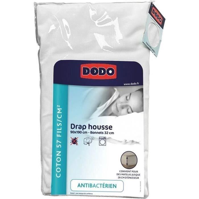 Drap housse DODO - 90x190 cm - Coton - Coutil 32 cm - Blanc - Paloma Tech