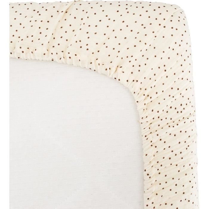 Drap housse lange - DOMIVA - 70x140 cm - Pois - Gaze de coton