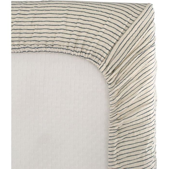 Drap housse lange - DOMIVA - 70x140 cm - Rayures - Gaze de coton