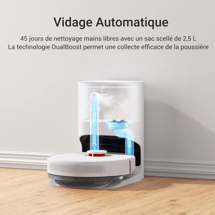 Dreame D10 Plus - Robot Aspirateur Laveur avec Vidange Automatique Poussiere - Stock jusqu’a 90 Jours de Poussiere-