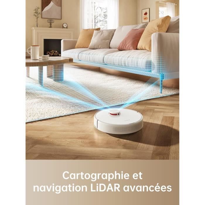 DREAME D9Max White - Aspirateur Robot Laveur 2 en 1 - Navigation LDS Intelligente Laser - 4 000Pa - Cartes pour sols