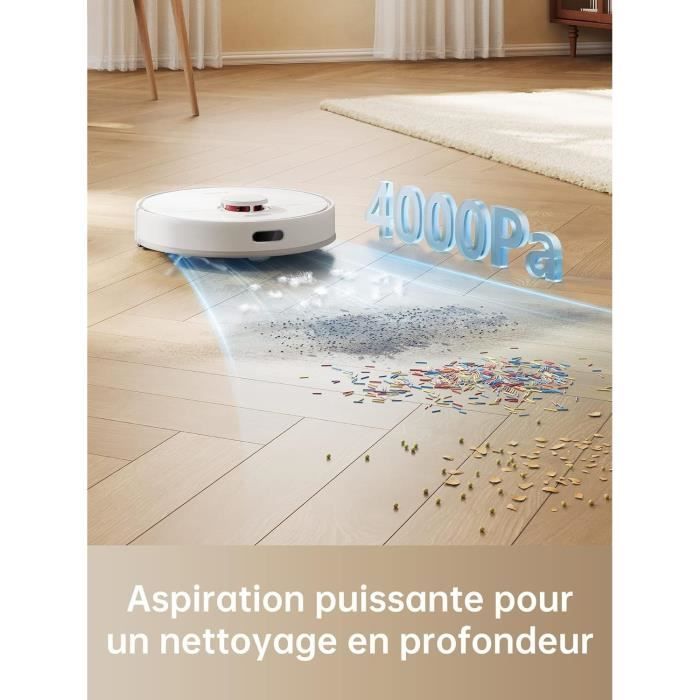 DREAME D9Max White - Aspirateur Robot Laveur 2 en 1 - Navigation LDS Intelligente Laser - 4 000Pa - Cartes pour sols