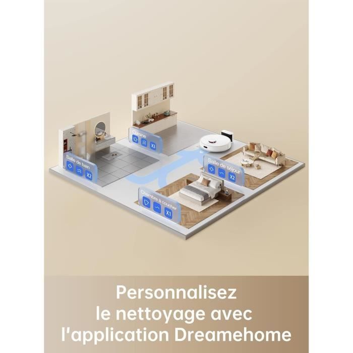 DREAME D9Max White - Aspirateur Robot Laveur 2 en 1 - Navigation LDS Intelligente Laser - 4 000Pa - Cartes pour sols