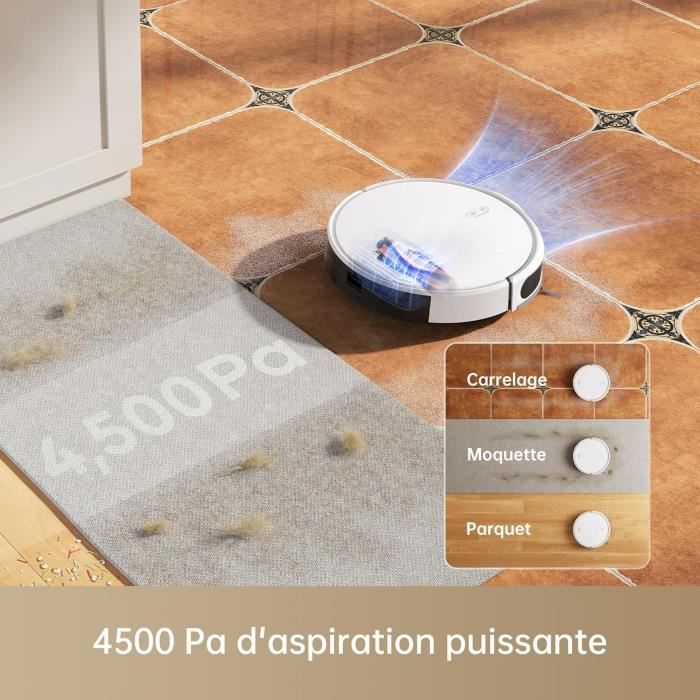 DREAME Mova M1 - Robot Aspirateur Laveur 2 en 1 - 4500Pa - Navigation Intelligente par SoF LiDAR - Brosse multi-surfaces