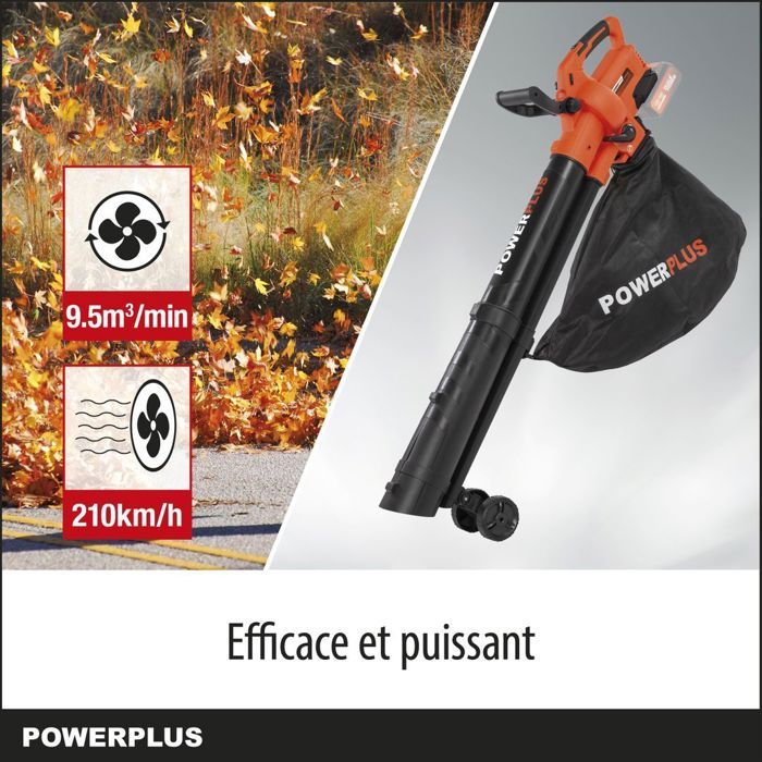 Dual Power 3-en-1 Souffleur de Feuilles a Batterie POWDPG75270 - 40 V 210 km/h sans Batterie ni Chargeur