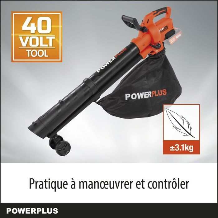 Dual Power 3-en-1 Souffleur de Feuilles a Batterie POWDPG75270 - 40 V 210 km/h sans Batterie ni Chargeur