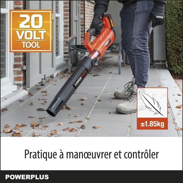 Dual Power Souffleur de Feuilles a Batterie POWDPG7521 - 20 V Ramasseur de Feuilles 145 km/h sans Batterie ni Chargeur