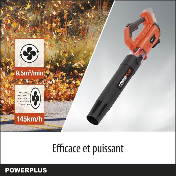 Dual Power Souffleur de Feuilles a Batterie POWDPG7521 - 20 V Ramasseur de Feuilles 145 km/h sans Batterie ni Chargeur