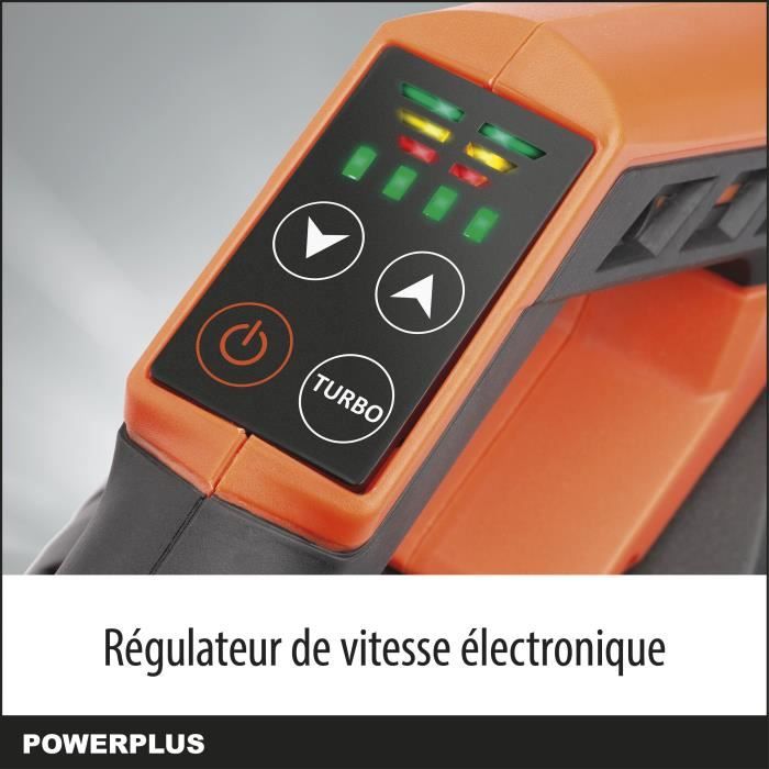 Dual Power Souffleur de Feuilles a Batterie POWDPG7526 - 40 V Ramasseur de Feuilles 200 km/h sans Batterie ni Chargeur