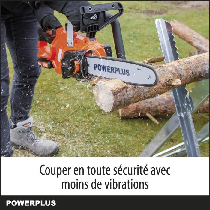 Dual Power Tronçonneuse a Batterie POWDPG7570 - 20 V Guide de 300 mm sans Batterie ni Chargeur