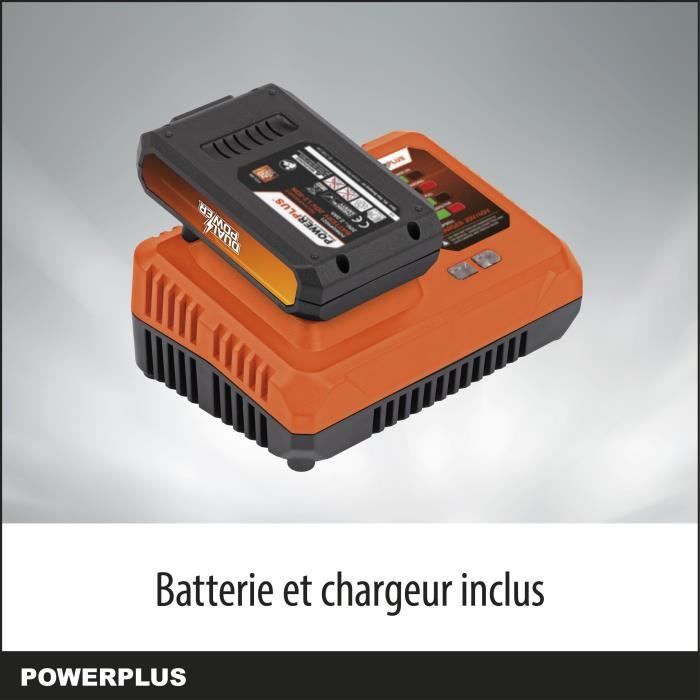 Dual Power Tronçonneuse a Batterie POWDPGSET33 - 40 V,Guide de 350 mm Batterie et Chargeur Inclus