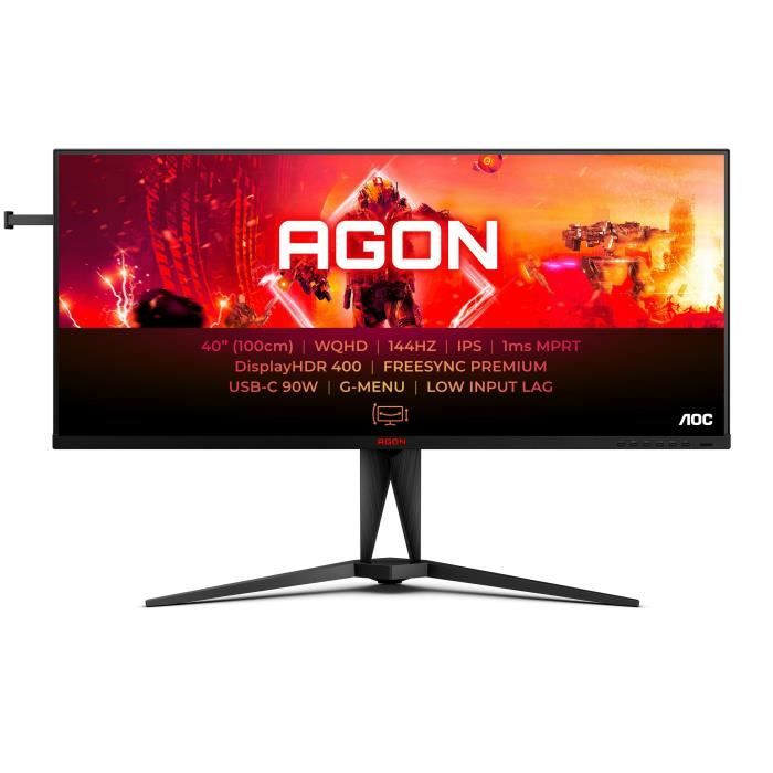 Ecran PC Gamer - AOC - AG405UXC - 40 IPS UWQHD 1ms 144Hz HDMI DP USB-C HP Pivot Réglable en hauteur Freesync Premium