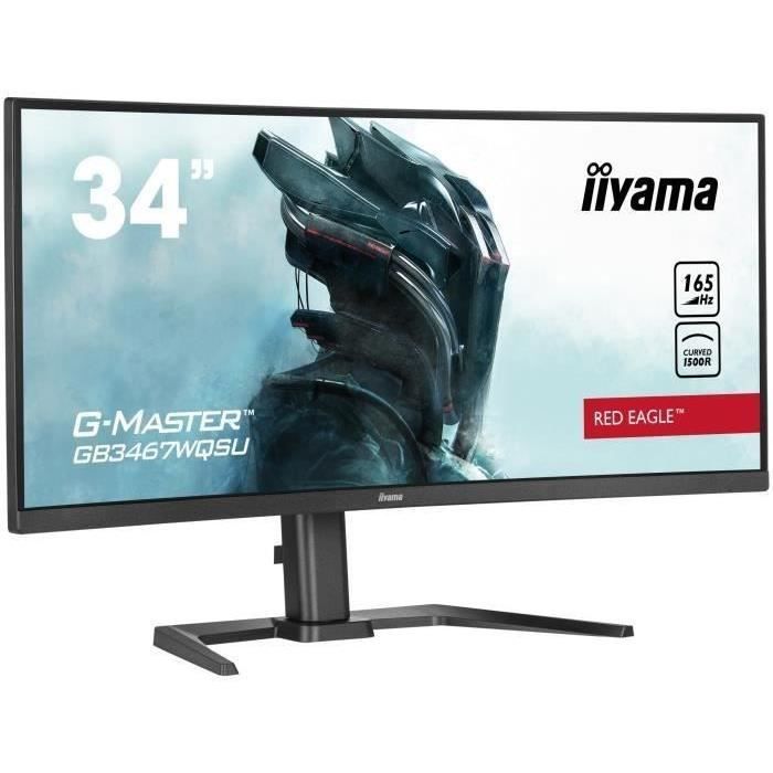 Ecran PC Gamer incurvé - IIYAMA G-Master Red Eagle GB3467WQSU-B5 - 34 UWQHD - Dalle VA - 0.4 ms - 165Hz - 2 x HDMI / 2