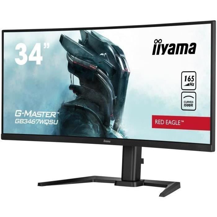 Ecran PC Gamer incurvé - IIYAMA G-Master Red Eagle GB3467WQSU-B5 - 34 UWQHD - Dalle VA - 0.4 ms - 165Hz - 2 x HDMI / 2