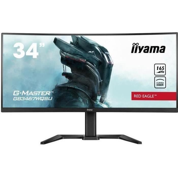 Ecran PC Gamer incurvé - IIYAMA G-Master Red Eagle GB3467WQSU-B5 - 34 UWQHD - Dalle VA - 0.4 ms - 165Hz - 2 x HDMI / 2