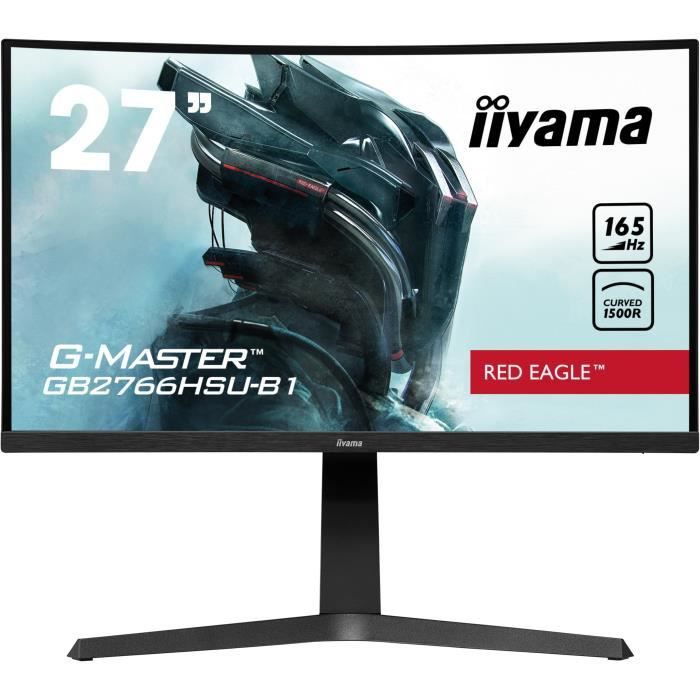 Ecran PC Gamer incurvé - IIYAMA GB2766HSU-B1 - G-MASTER - 27 FHD - Dalle VA - 1 ms - 165Hz - HDMI 2.0 / DisplayPort