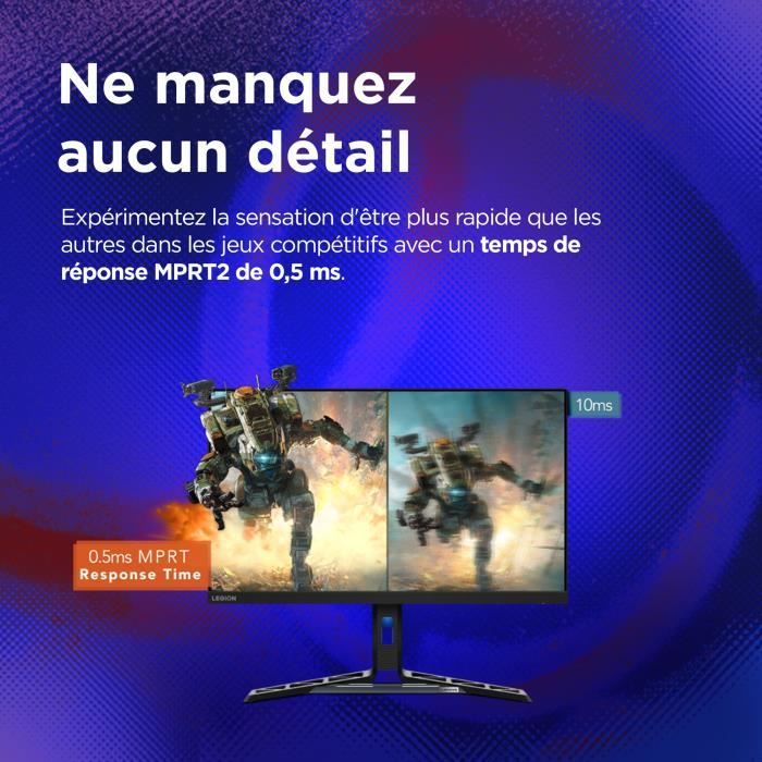 Ecran PC Gamer - LENOVO Legion R27i-30 - 27 IPS FHD 180Hz (OD) - 0,5ms - HDMI 2.1 - DP 1.4 - FreeSync Premium