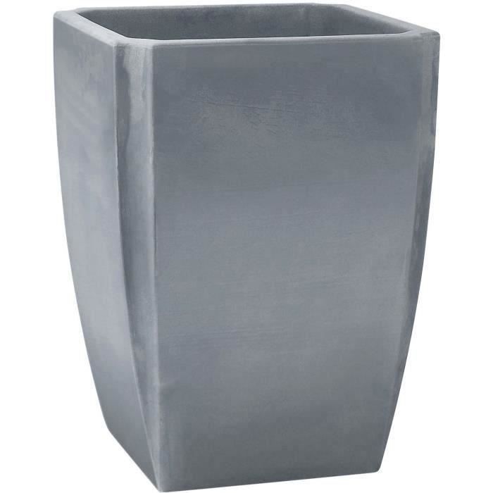 EDA Bac a Arbustes Vase Haut PALMEA 65 L - Double Paroi - Réserve d'Eau Intégrée - 47 x 47 x 65 cm - Gris - Paloma Tech