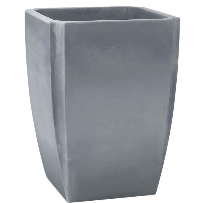 EDA Bac a Arbustes Vase Haut PALMEA 65 L - Double Paroi - Réserve d'Eau Intégrée - 47 x 47 x 65 cm - Gris - Paloma Tech