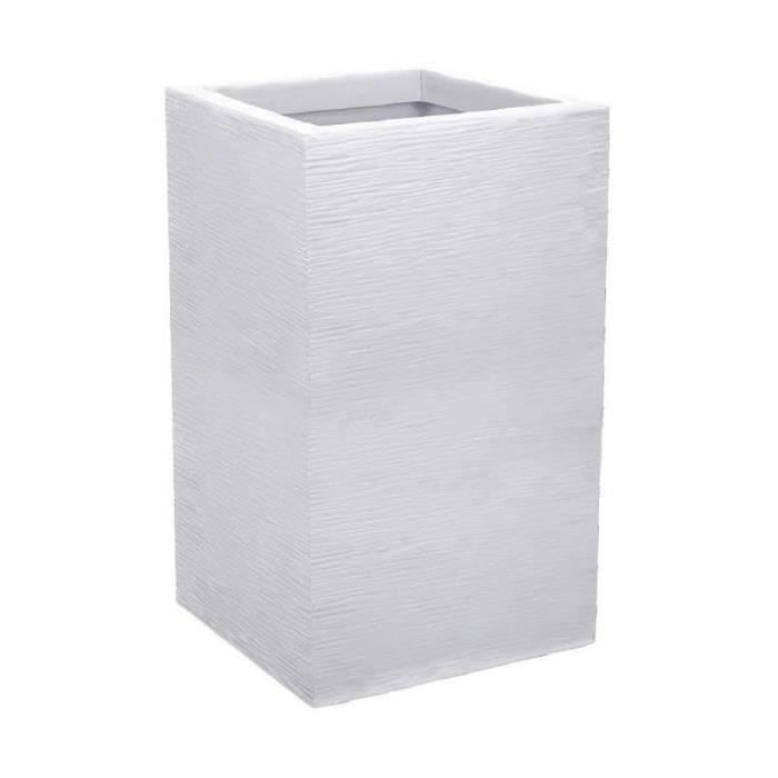 EDA Bac a Fleurs Carré Haut Graphit Up - 36 L - 29,5 x 29,5 cm x 49,5 cm - Blanc cérusé - Paloma Tech