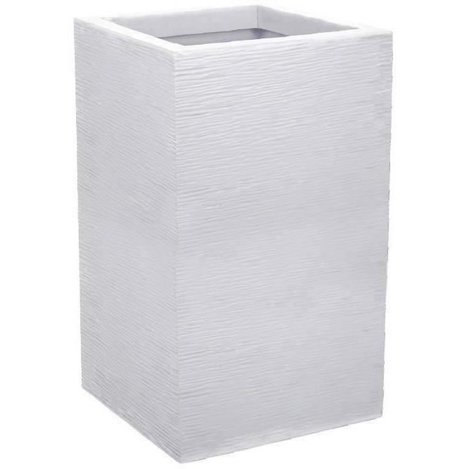 EDA Bac a Fleurs Carré Haut Graphit Up - 36 L - 29,5 x 29,5 cm x 49,5 cm - Blanc cérusé - Paloma Tech