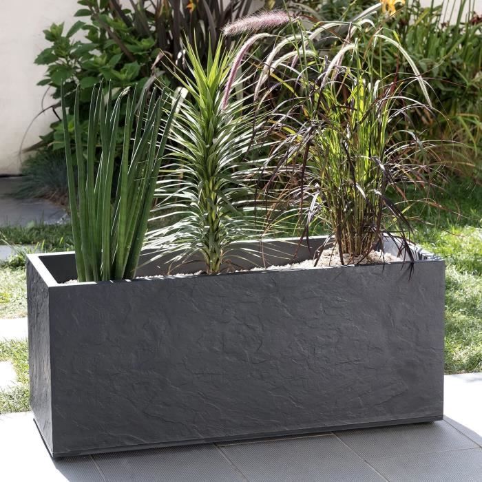 EDA Bac jardiniere Volcania 100 x 40 x 40 cm - 97,6 L - Gris  anthracite - Paloma Tech