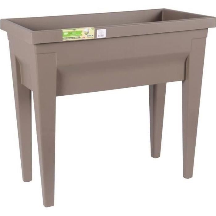 EDA Espace potager avec table City Veg&Table - 76 x 38,5 x H 68 cm - 57 L - Taupe - Paloma Tech