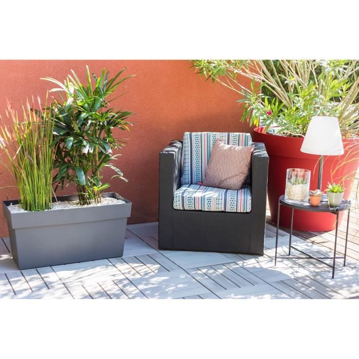 EDA Muret avec roulettes Toscane - 79 x 35 x H 39 cm - 74 L - Noir - Paloma Tech