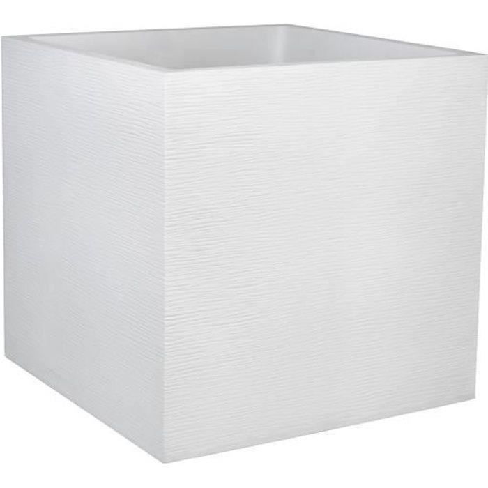 EDA PLASTIQUE Bac a fleurs carré Graphit - 57 L - 49,5 x 49,5 x 49,5 cm - Blanc cérusé - Paloma Tech