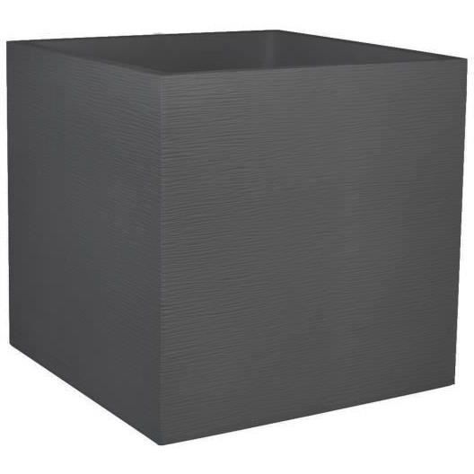 EDA PLASTIQUE Bac a fleurs carré Graphit - 57 L - 49,5 x 49,5 x 49,5 cm - Gris anthracite - Paloma Tech