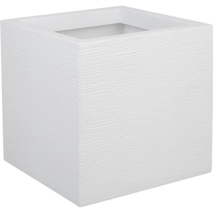 EDA PLASTIQUE Bac a fleurs carré Graphit Up - 21 L - 29,5 x 29,5 x 29,5 cm - Blanc cérusié - Paloma Tech