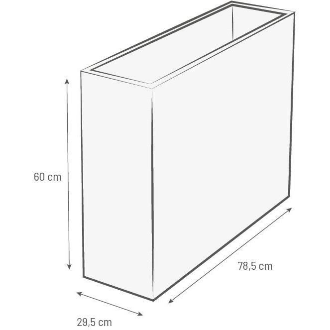 EDA PLASTIQUE Bac a fleurs Muret Loft Graphit - 46 L - 78,5 x 29,5 x 60 cm - Blanc cérusé - Paloma Tech