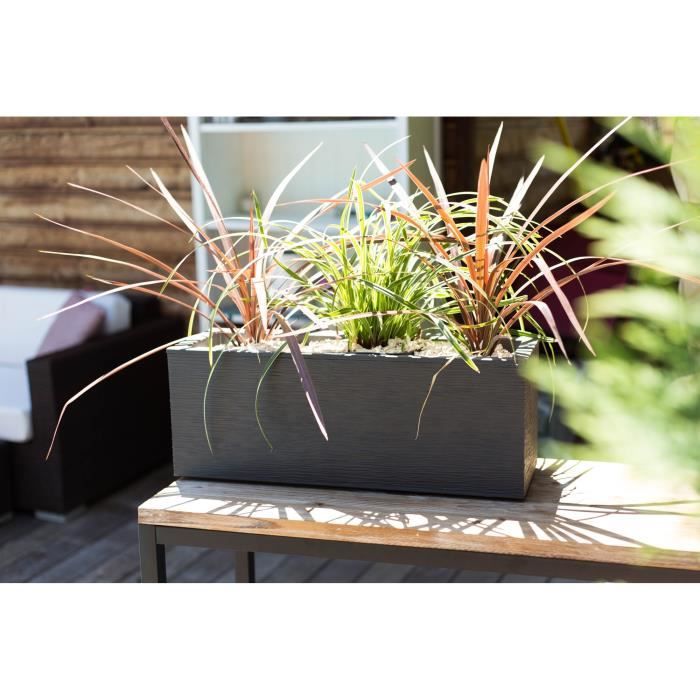 EDA PLASTIQUE Balconniere Graphit Up - 25 L - 59 x 19,5 x 22,8 cm - Gris anthracite - Paloma Tech