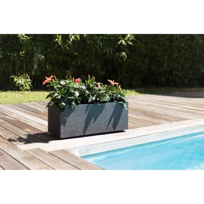 EDA PLASTIQUE Jardiniere Graphit Up - 57 L - 79,5 x 29,5 x 29,5 cm - Gris anthracite - Paloma Tech