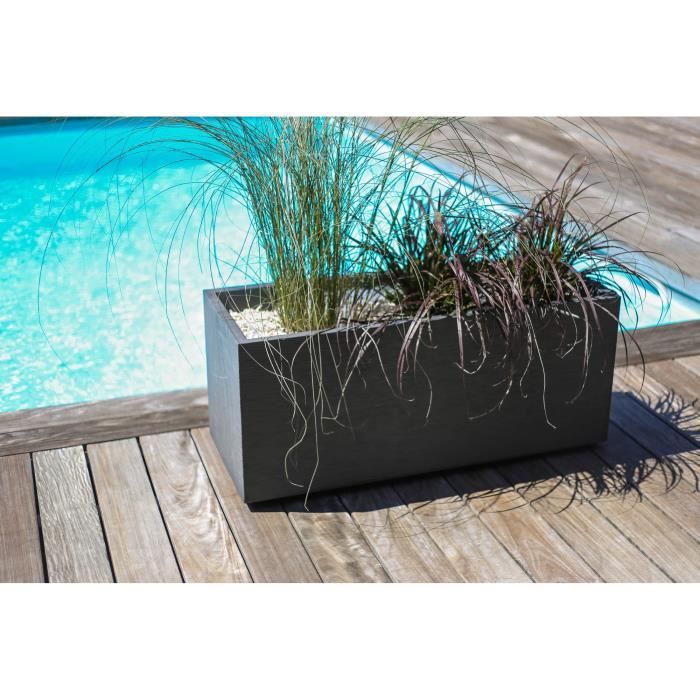 EDA PLASTIQUE Jardiniere Graphit Up - 57 L - 79,5 x 29,5 x 29,5 cm - Gris anthracite - Paloma Tech