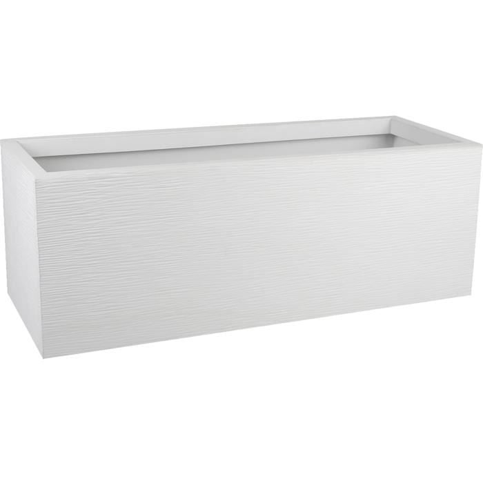 EDA PLASTIQUE Jardiniere Graphit Up - 57 L - Dimensions 79,5 x 29,5 x 29,5 cm - Blanc cérusé - Paloma Tech