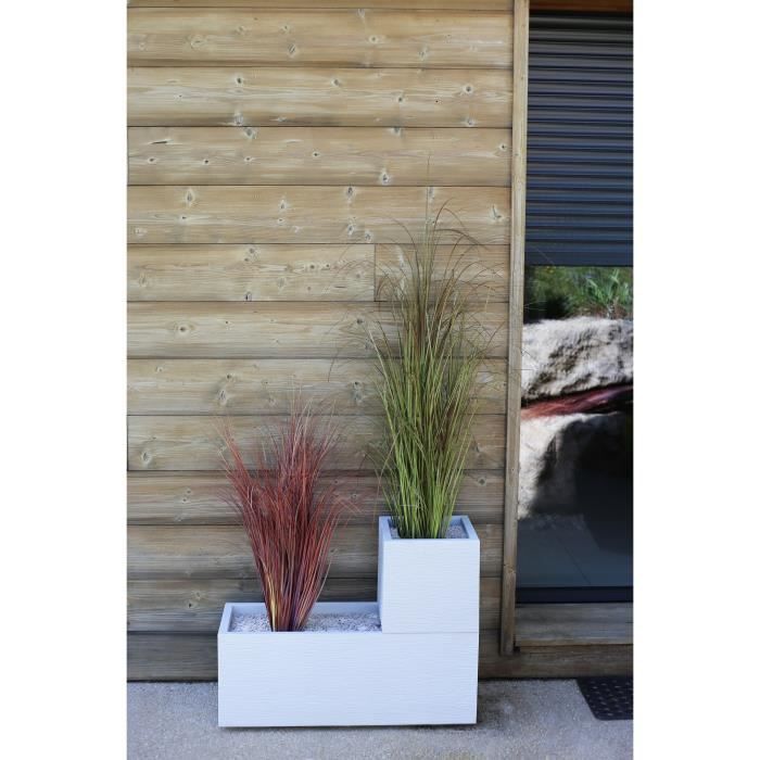 EDA PLASTIQUE Jardiniere Graphit Up - 57 L - Dimensions 79,5 x 29,5 x 29,5 cm - Blanc cérusé - Paloma Tech