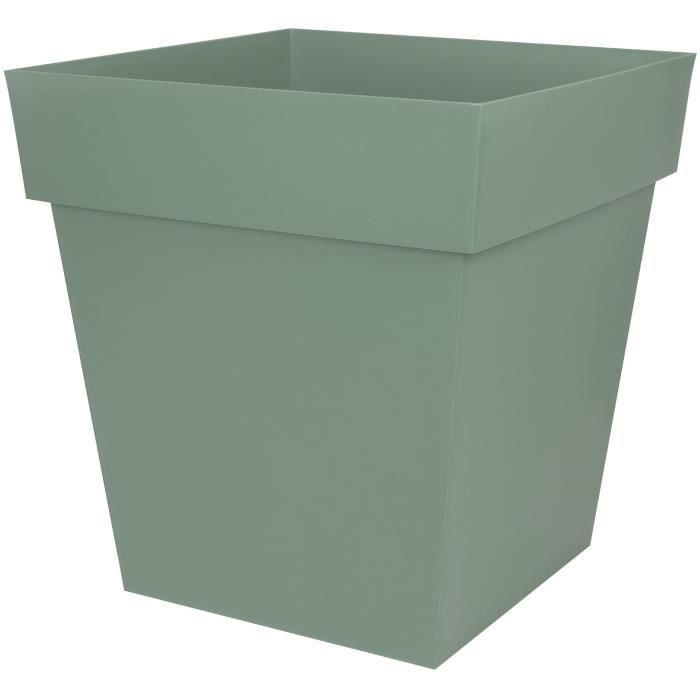 EDA PLASTIQUE - Pot carré Toscane - 50 cm - 87 L - Vert laurier - Paloma Tech