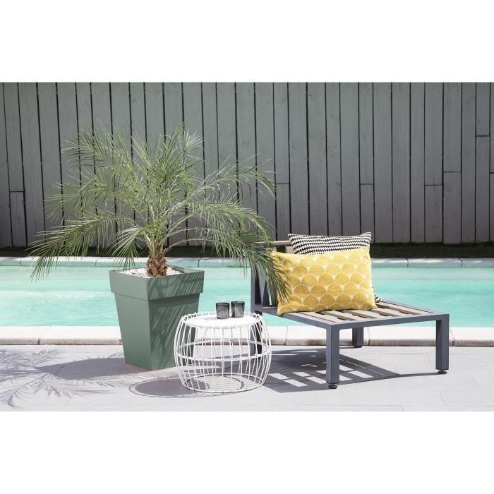 EDA PLASTIQUE - Pot de fleur mi-haut carré Toscane - 39 x 39 x H 53 cm - 51 L - Vert laurier - Paloma Tech