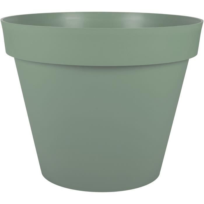 EDA PLASTIQUE - Pot de fleur rond Toscane - Ø 60 x H47 cm - 76 L - Vert laurier - Paloma Tech