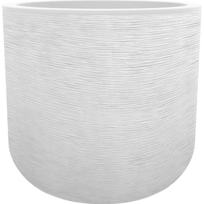 EDA PLASTIQUE - Pot rond 40 cm Graphit'Up - 32,5 L - Blanc cérusé - Paloma Tech