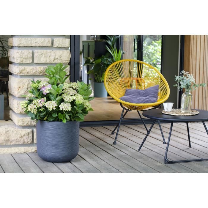 EDA PLASTIQUE - Pot rond 40 cm Graphit'Up - 32,5 L - Gris anthracite - Paloma Tech