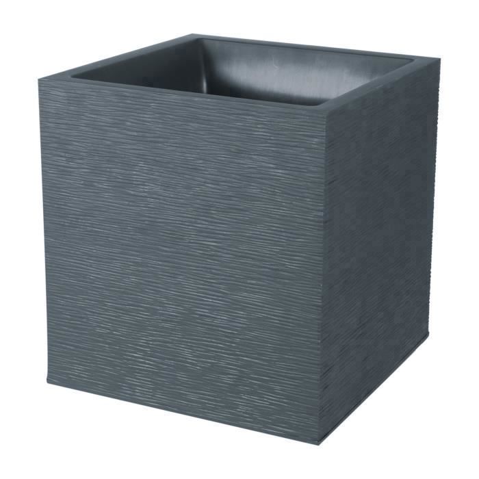 EDA Pot carré Graphit - 39 x 39 x 43 cm - 31 L - Gris anthracite - Paloma Tech