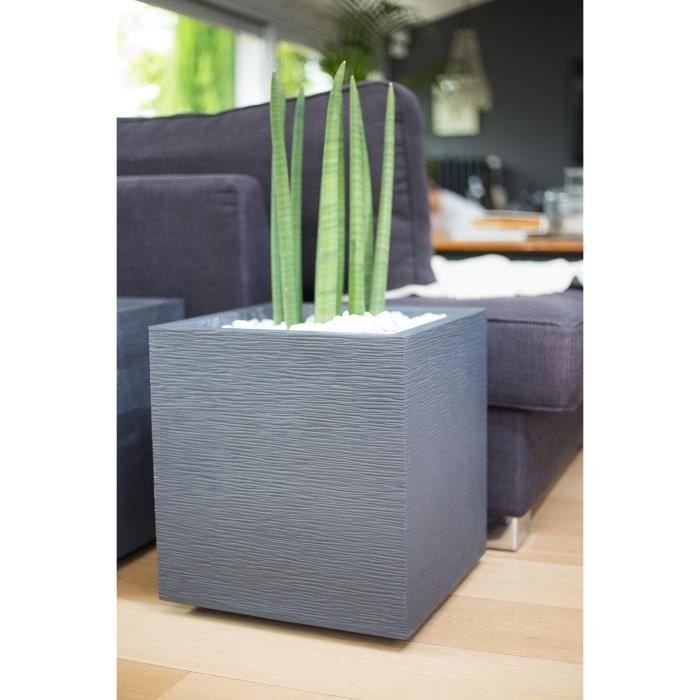 EDA Pot carré Graphit - 39 x 39 x 43 cm - 31 L - Gris anthracite - Paloma Tech