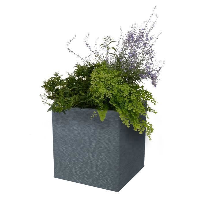 EDA Pot carré Graphit - 39 x 39 x 43 cm - 31 L - Gris anthracite - Paloma Tech