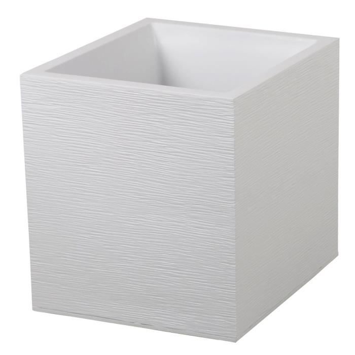 EDA Pot carré Graphit - 39 x 39 x 43 cm - Contenance 31L - Blanc cérusé - Paloma Tech