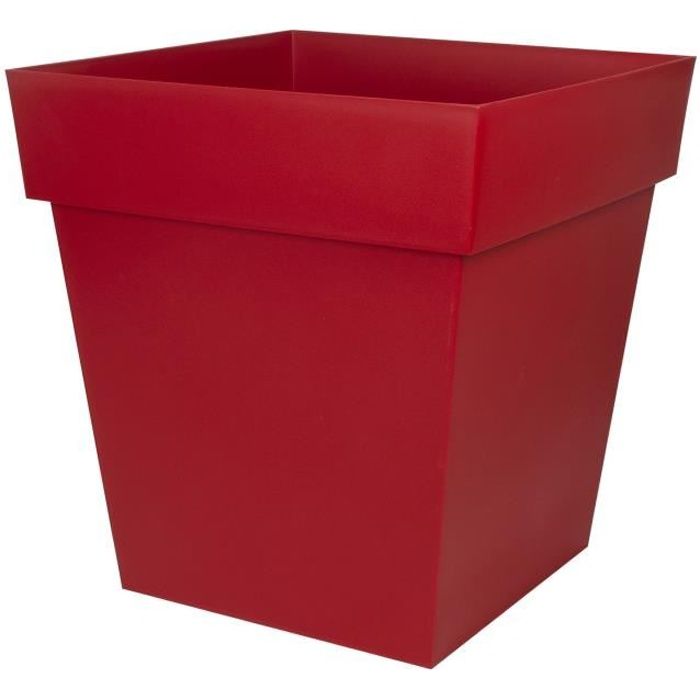 EDA Pot carré Toscane - 50 cm - 87 L - Rouge - Paloma Tech